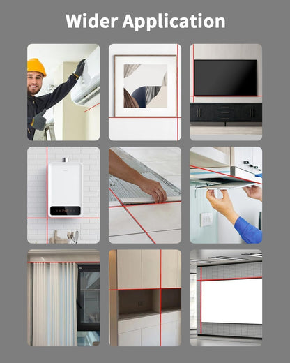 Tyrry 4-in-1 Laser Level Tool with Line Laser, Drill Dust Collector, Wall Bracket, Electronic Vacuum Suction Cup, 1800 mAh Battery, Leveler Tool Perfect for Picture Hanging, Painting, Home Renovations