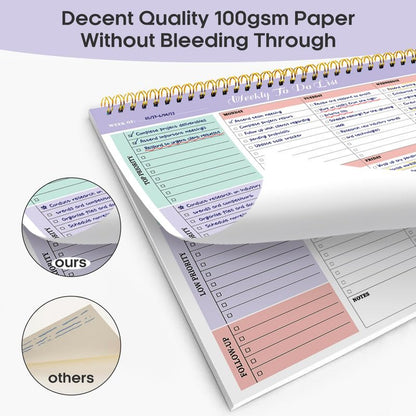 Weekly To Do List Notepad with 52 Undated Sheets（8.5"×11"）- Weekly Desk Planner for Women & Man, Work and Home - Violet Dream