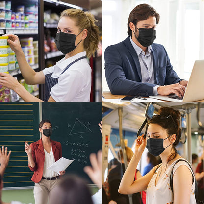 Egook Black Disposable Face Masks, 100 Pack 3 Ply Protection Face Mask, Soft Breathable Disposable Masks For Adults, Male-Female, Teenagers, Daily Use, Outdoors, School and Office
