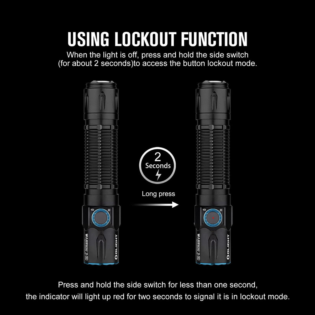 OLIGHT Warrior 3S 2300 Lumens Rechargeable Tactical Flashlight, Compact Dual-Switches LED Bright Light with Proximity Sensor, Powered by Customized Battery for Emergency, EDC and Searching (Black)