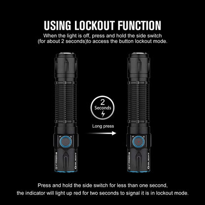 OLIGHT Warrior 3S 2300 Lumens Rechargeable Tactical Flashlight, Compact Dual-Switches LED Bright Light with Proximity Sensor, Powered by Customized Battery for Emergency, EDC and Searching (Black)