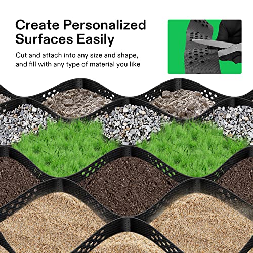 VIVOSUN 3’’ Depth Ground Grid, 9x17 ft, High-Density HDPE Geo Cell, 1885 lbs per sq ft Load, Foldable & Tensile, Easy Installation with Gloves, Perfect for Gardens, Driveways, Pathways, Slopes