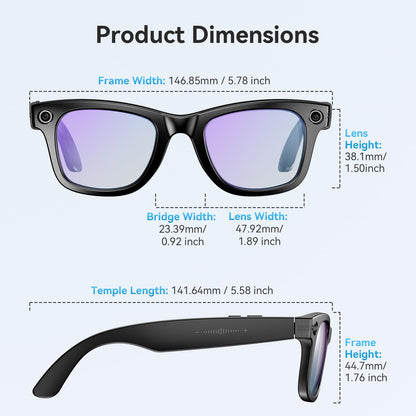 AI Smart Glasses for Men Women,8MP 2K HD Camera Glasses,AI Voice Control,AI Photo Recognition,Real-Time Translation,Smart Sunglasses with Bluetooth Call,IP67 Waterproof for Driving,Outdoor,+2 Lenses.