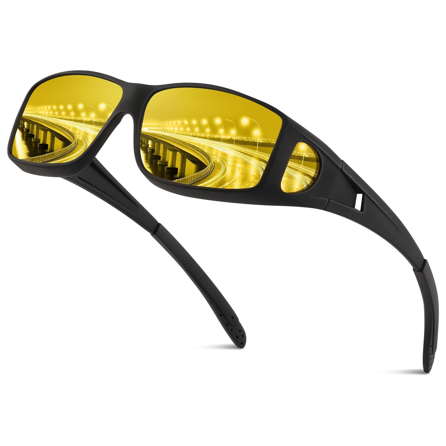 Reglaaly Night Vision Glasses for Men - Drive Bright Anti-glare Polarized Night Driving Glasses for Women Men