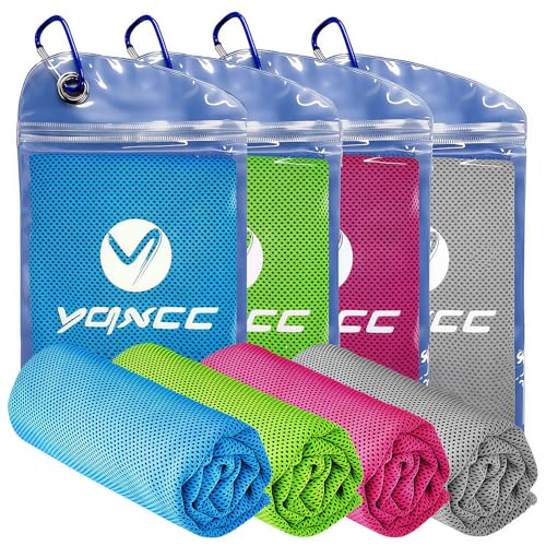 YQXCC 4 Pack Cooling Towels 40"x12", Cool Ice Towels for Neck & Face, Microfiber Soft Breathable Cool Rags for Gym Yoga Golf Running Camping Hot Weather