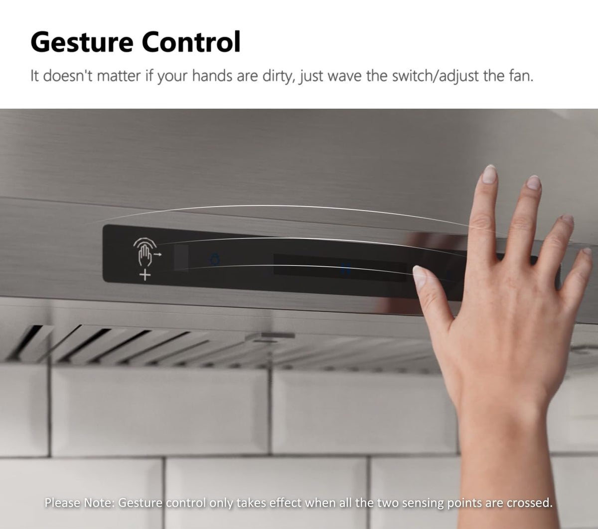 IKTCH 30-inch Wall Mount Range Hood 900 CFM Ducted/Ductless Convertible, Kitchen Chimney Vent Stainless Steel with Gesture Sensing & Touch Control Switch Panel, 2 Pcs Adjustable Lights(IKP02-30'')