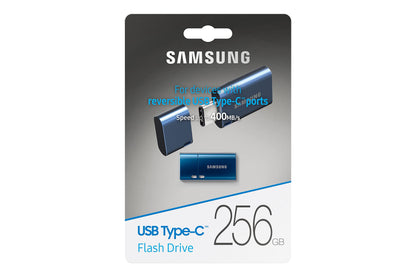 SAMSUNG Type-C™ USB Flash Drive, 256GB, Transfers 4GB Files in 11 Secs w/Up to 400MB/s 3.13 Read Speeds, Compatible w/USB 3.0/2.0, Waterproof, 2022, Blue, MUF-256DA/AM