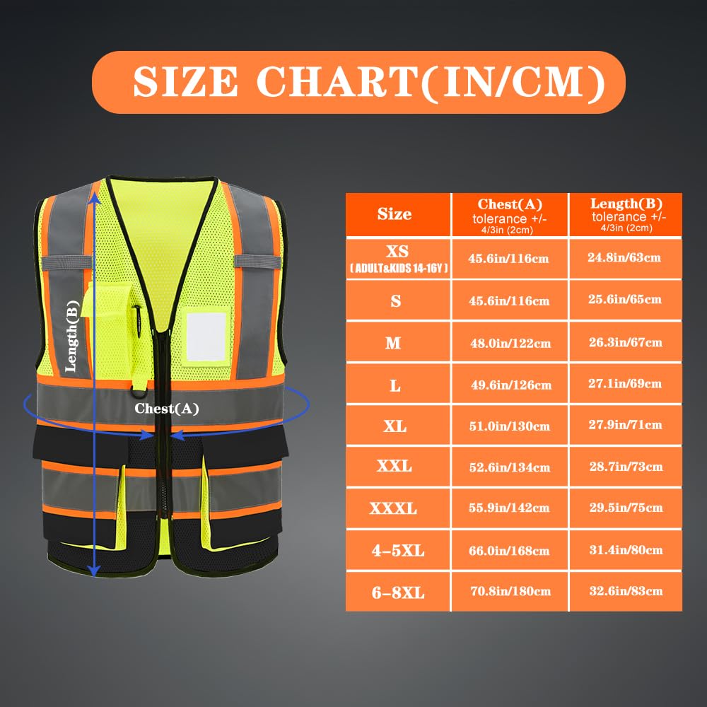 AYKRM yellow black mesh construction safety vest