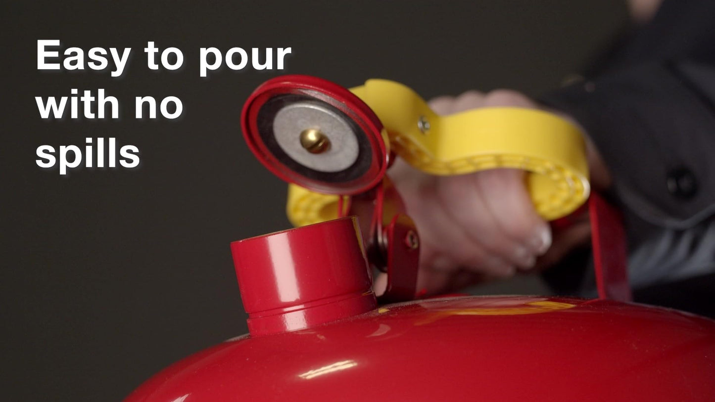 Eagle 5 Gallon Type I Red Safety Gas Can for Gasoline with Flame Arrester, Self-Closing Lid, and F-15 Funnel, Made in the USA, Galvanized Steel Flammable Storage Can, UI50FS