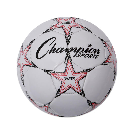 Champion Sports Viper Soccer Ball, Size 4 – Soft Touch TPU Cover, Airlock Bladder – Ages 8-12 – Red/Black/White
