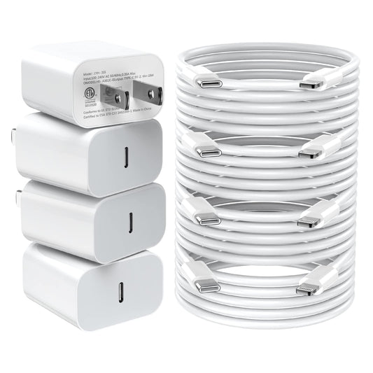 GREPHONE iPhone Charger Fast Charging,20W PD USB C Wall Charger 4 Pack with 6FT Fast Charging Cable - Fast Charger for iPhone 14/14 Pro Max/13/13 Pro/12/12 Pro/11/11 Pro/XS, iPad