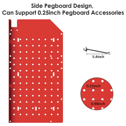 CCCEI Red Large Tools Organizer Wall Mount Charging Station, 39 Inch Long Power Tool Battery Storage Rack with 6FT Power Strip. 8 Drill Holder, Garage Utility Shelves. Pegboard Hanging Extension.