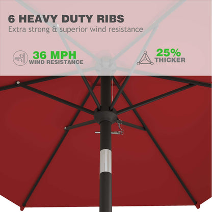 AreShark 7.5FT Patio Umbrella Table Market Umbrella w/Tilt and Crank Heavy-Duty Round Outdoor Umbrellas for Garden, Deck, Backyard, Pool and Beach, Red