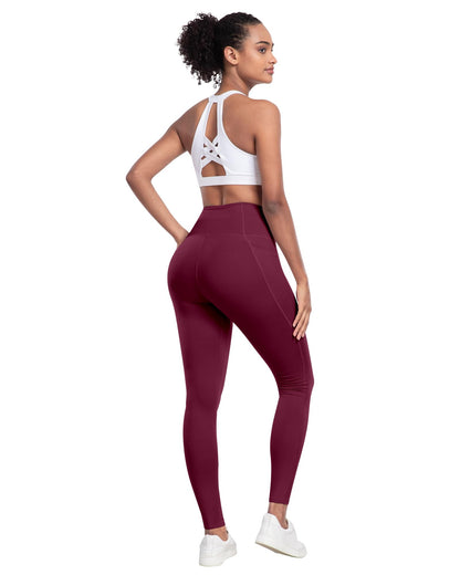 LZYVOO Leggings with Pockets for Women, 6 Packs Soft High Waisted Tummy Control Workout Yoga Pants(BlackGrayNavyWineGreenBrown-M)