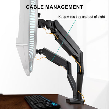 WALI Dual Monitor Stand for 17-32 inch Computer Screens, Dual Monitor Arms for 2 Monitors Holds up to 22 lbs, Height Adjustable Gas Spring Dual Monitors Mount, VESA 75x75/100x100mm (GSMP002N), Black