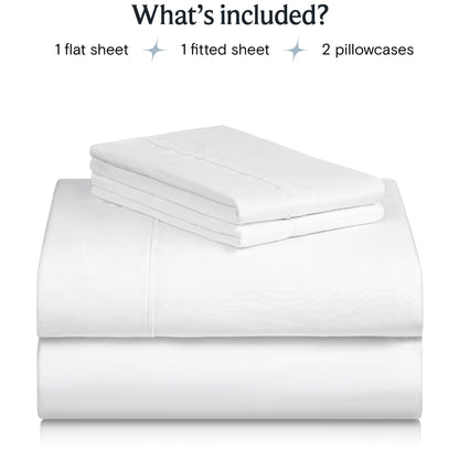 LuxClub 4 PC Queen Sheet Set, Bed Sheets Queen Size, Deep Pockets 18" Wrinkle Free Cooling Bed Sheets Machine Washable Hotel Bedding Silky Soft - White Queen