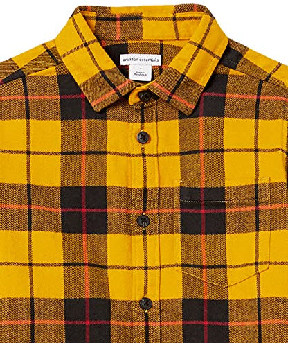 Amazon Essentials Toddler Boys' Flannel Button Down Shirt, Yellow Plaid, 2T