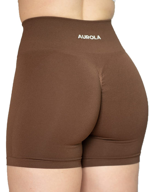 AUROLA Intensify Workout Shorts for Women Seamless Scrunch Short Gym Yoga Running Sport Active Exercise Fitness Shorts(M,Carob Brown)
