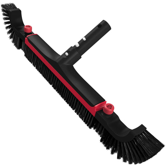 Poolvio 22" Extra-Wide Pool Brush Head, Heavy-Duty Pool Scrubber Brush with Detachable Corner Brush & Strong Nylon Bristles for Walls & Floors in Above-Ground and Inground Pools (Red)