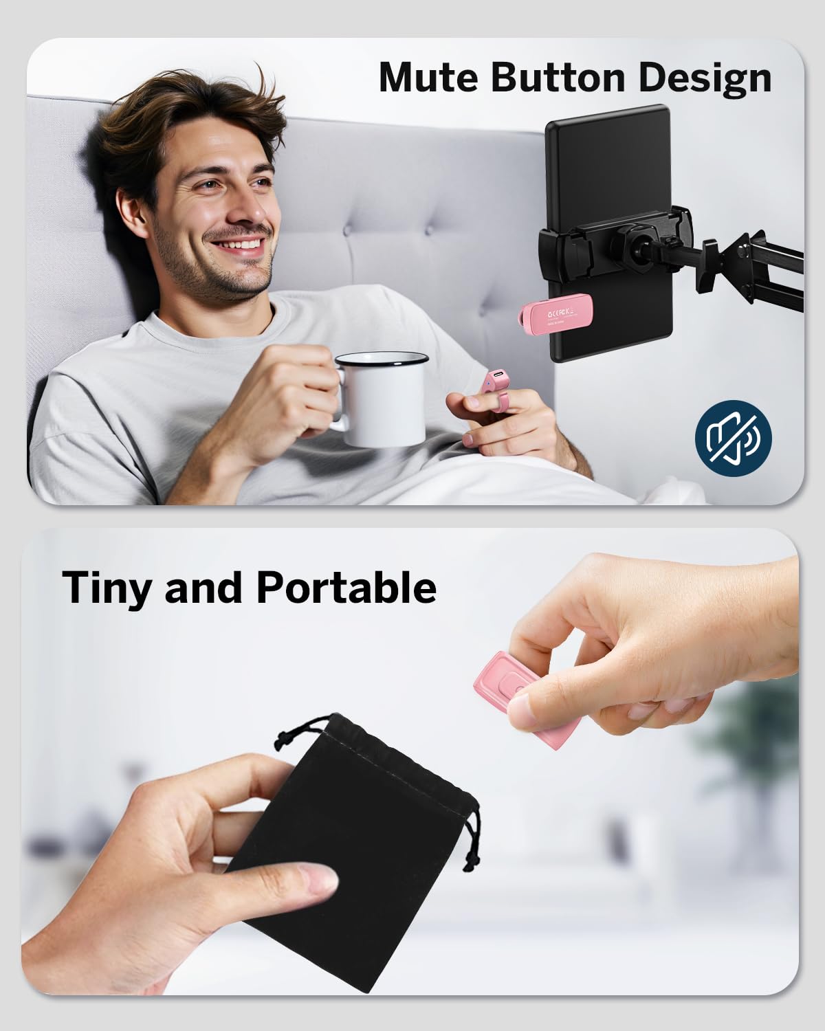 DATAFY [Case-Friendly] Remote Control Page Turner Ring for Kindle Paperwhite Oasis Scribe Kobo eReaders, Camera Camcorder Remote Controls, Page Turner Clicker for iPhone ipad Tablets with Storage Bag