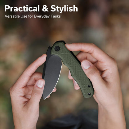 CIVIVI Mini Praxis Folding Pocket Knife, 2.98" D2 Steel Blade G10 Handle Small EDC Knife with Pocket Clip for Men Women, Sharp Camping Survival Hiking Knives C18026C-1