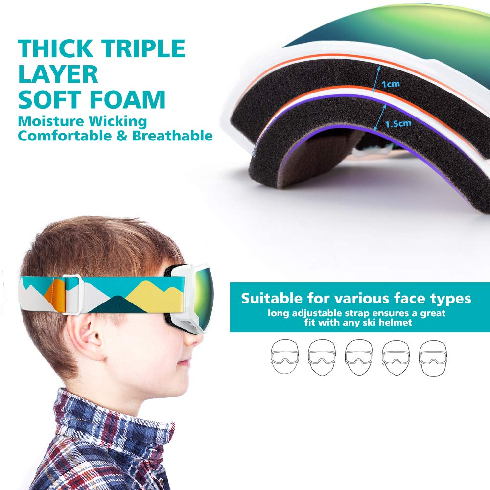 OutdoorMaster Kids Ski Goggles, Snowboard Goggles - Youth Snow Goggles