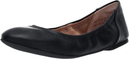 Amazon Essentials Women's Belice Slip On Ballet Flat, Black Faux Leather, 7