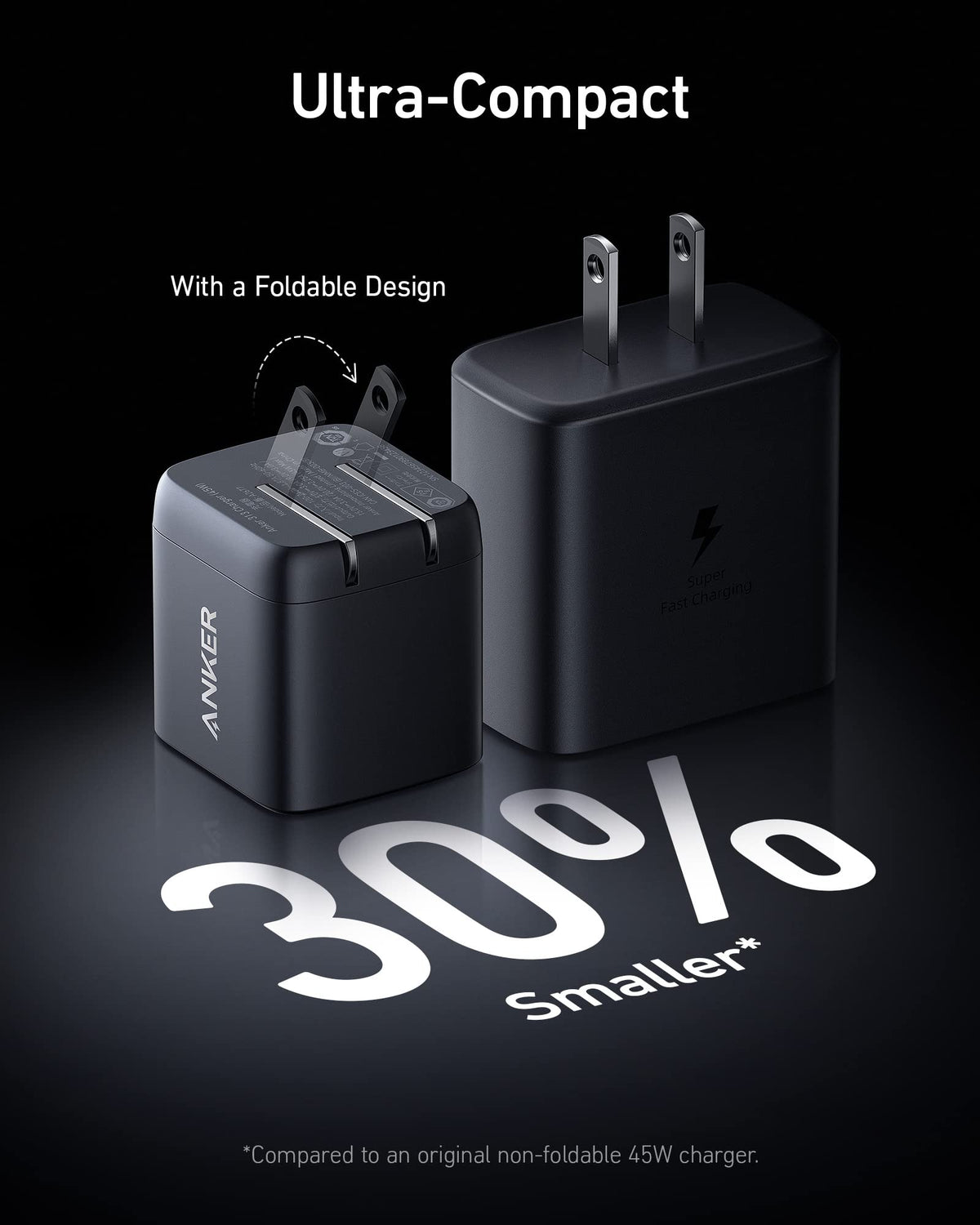 Anker 45W USB C Charger Block, Foldable PPS Fast Charger for iPhone 16/15 and More Series, Supports Super Fast Charging 2.0 for Galaxy S24 Ultra