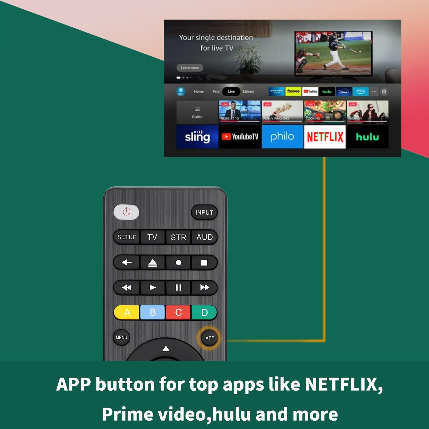 Universal TV Remote Control for Samsung,Hisense,LG,TCL,Philips,Sony,Insignia,Toshiba,Vizio Smart TVs and More Brand,(Compatible with Streaming Players,DVD/Blu-ray Players and Sound Bar Audio)