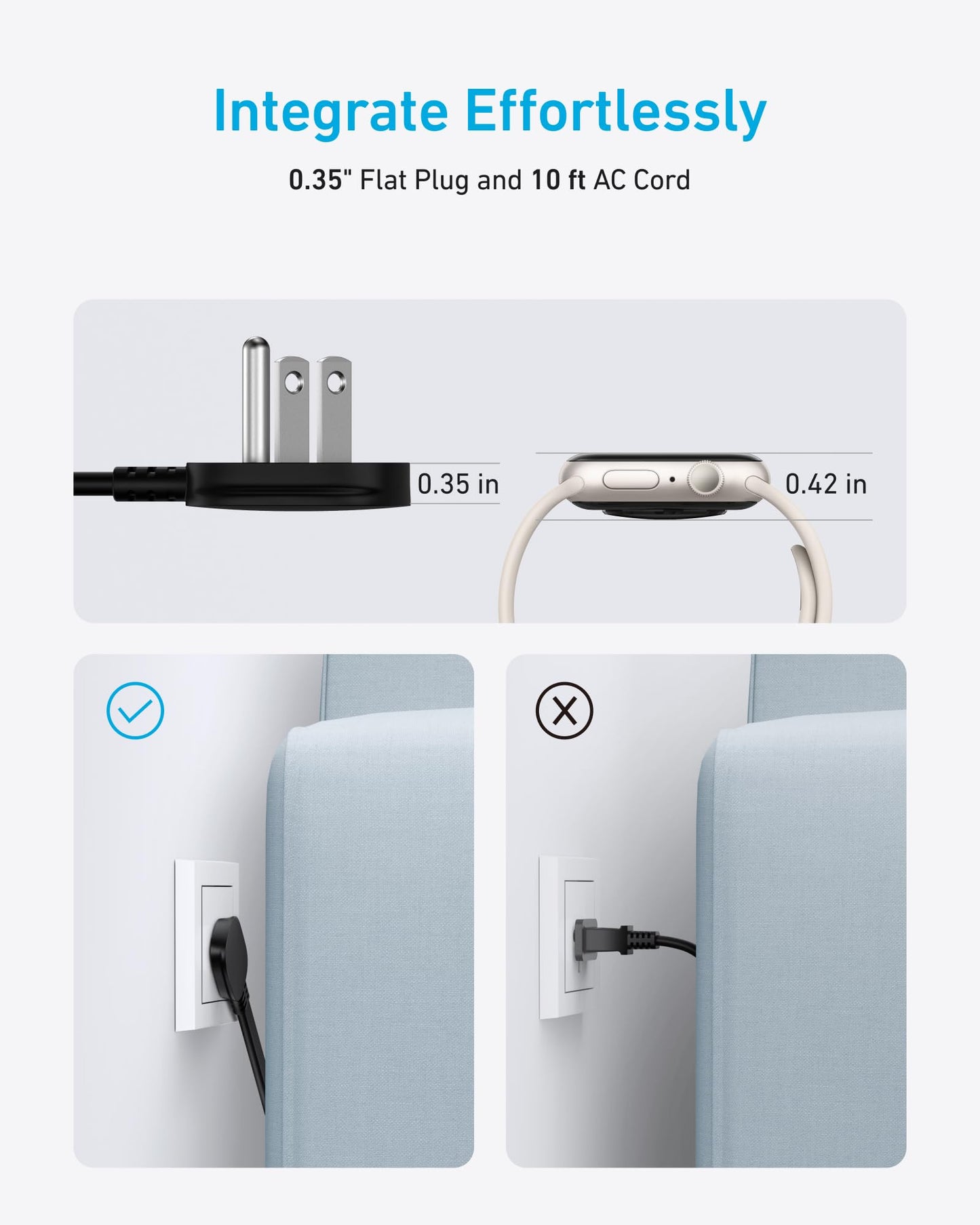 Anker Flat Plug Power Strip 300J with USB Ports, 10-in-1 Ultra Thin Power Strip with 6 AC, 2 USB-A and 2 USB-C Ports,10feet Extension Cord, Desk Charging Station,Home Office College Dorm (Black, 10FT)