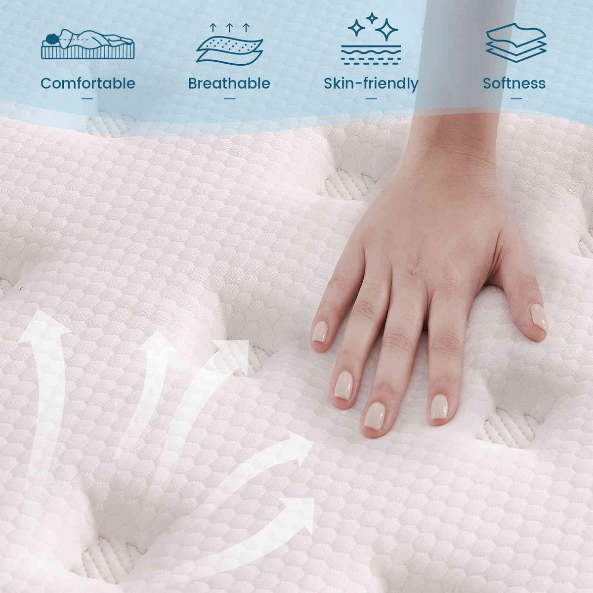 Vantto Queen Size Mattress, 12 Inch Individual Pocket Springs Hybrid Memory Foam Mattress in a Box for Pressure Relief, Motion Isolation, CertiPUR-US