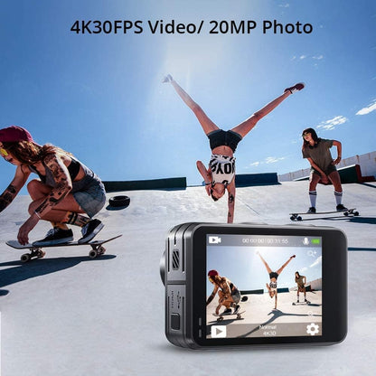 AKASO Brave 7 LE 4K30FPS 20MP WiFi Action Camera with Touch Screen EIS 2.0 Zoom Remote Control 131 Feet Underwater Camera with 2X 1350mAh Batteries Support External Microphone Vlog Camera