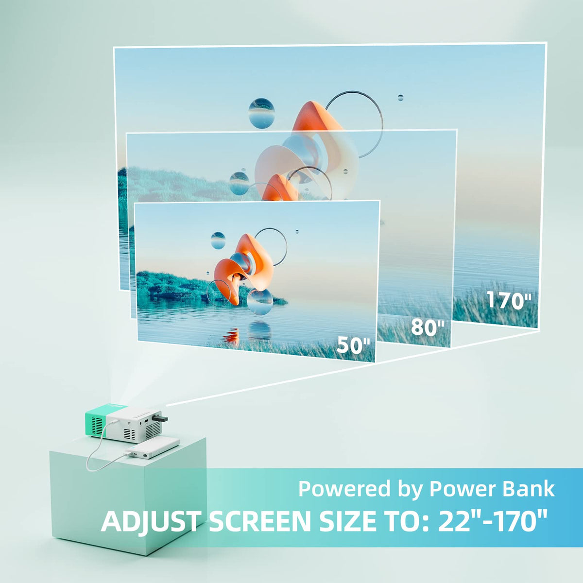 wepvo Projector Mini Portable Outdoor Movie Projectors, LED Pico Video Projector for Home Theater Film Projectors, Compatible with Smartphone/ Tablet/ Laptop/ TV Stick/ PS/ USB