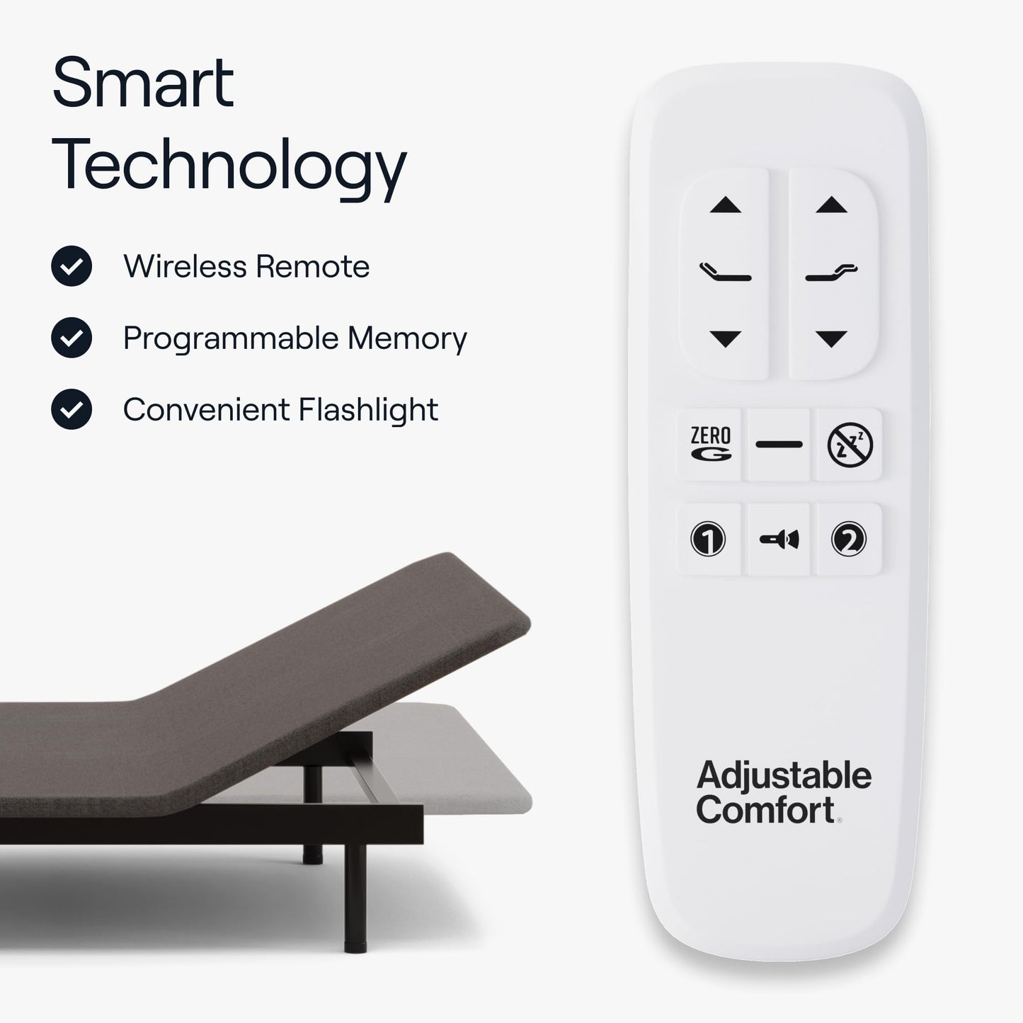 Adjustable Comfort Classic Adjustable Base - Queen - Head & Foot Incline - Wireless Remote with Memory - Easy Set Up - Zero Clearance - Zero Gravity - Durable Frame