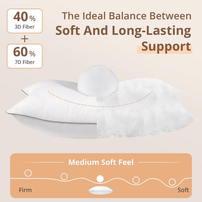 Sasttie Pillows Queen Size Set of 2, Bed Pillows for Side, Back, and Stomach Sleepers - Oeko-Tex Certified Down Alternative Plump Filling - Hotel Quality and Machine Washable, 20x30 Inches, 2 Pack