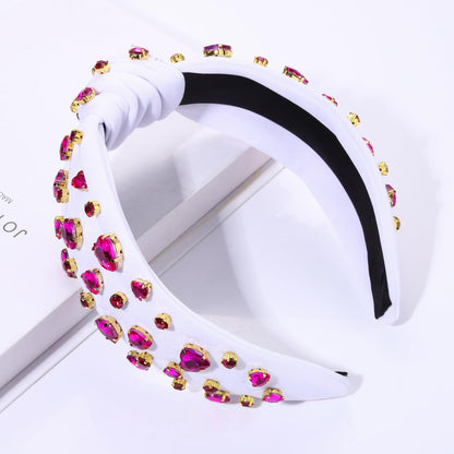 YAHPERN Valentine’s Day Headband for Women Red Pink Heart Knotted Headband Jeweled Rhinestone Crystal Wide Top Knot Hairband Valentine’s Day Hair Accessories Holiday Gifts (Crystal Heart 2)