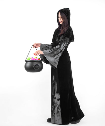 Glocamping 11" and 7.4” Package Large Easter Day, St. Patrick's Day, Halloween Black Plastic Witch Cauldron Kettle, Candy Holder, Party Favor Decoration