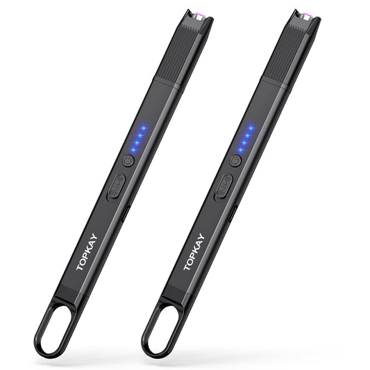 TOPKAY 2 Pack Electric Candle Lighter Windproof Flameless USB Rechargeable Plasma Arc Long Lighter for BBQ Grill Firework Kitchen Camping.