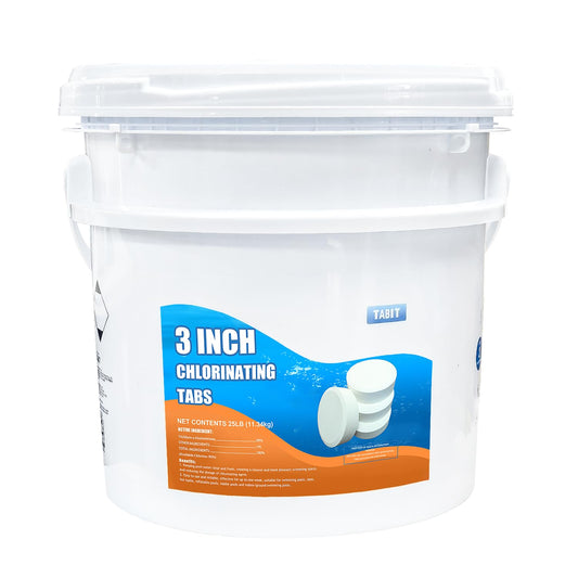 Chlorine Tablets 3 inch 25 Pounds, TABIT Swimming Pool Long Lasting Chlorinating Tablets, Slow Dissolving, Tri-Chlor for Swim Pool, Hot Tubs, Spa