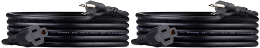 Amazon Basics Extension Cord, 13 Amps, 125V, 10 Foot, Black - Pack of 2
