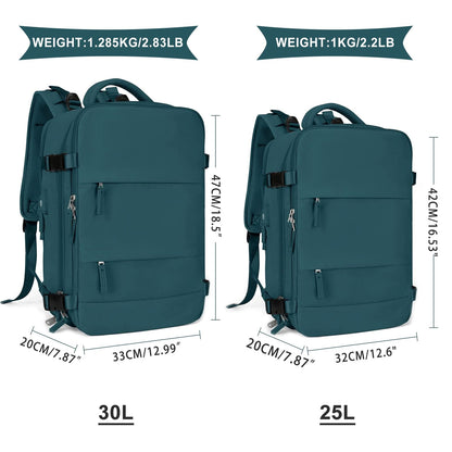 coowoz Large Travel Backpack For Women Men,Carry On Flight Approved,Hiking Waterproof Outdoor Sports Rucksack Casual Daypack Fit 15.6 Inch Laptop Shoes Compartment (Peacock Blue)