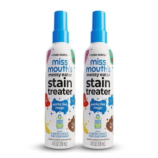 Miss Mouth's Messy Eater Stain Treater Spray - 4oz 2 Pack Stain Remover - Newborn & Baby Essentials - No Dry Cleaning Food, Grease, Coffee Off Laundry, Underwear, Fabric