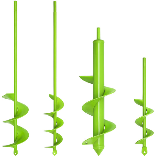TCBWFY 4 Pack Garden Auger Spiral Drill Bits – Heavy Duty Steel,Corrosion Resistant – Perfect for Post Holes,Earth & Lawn Augering,Planting Bulbs & Trees