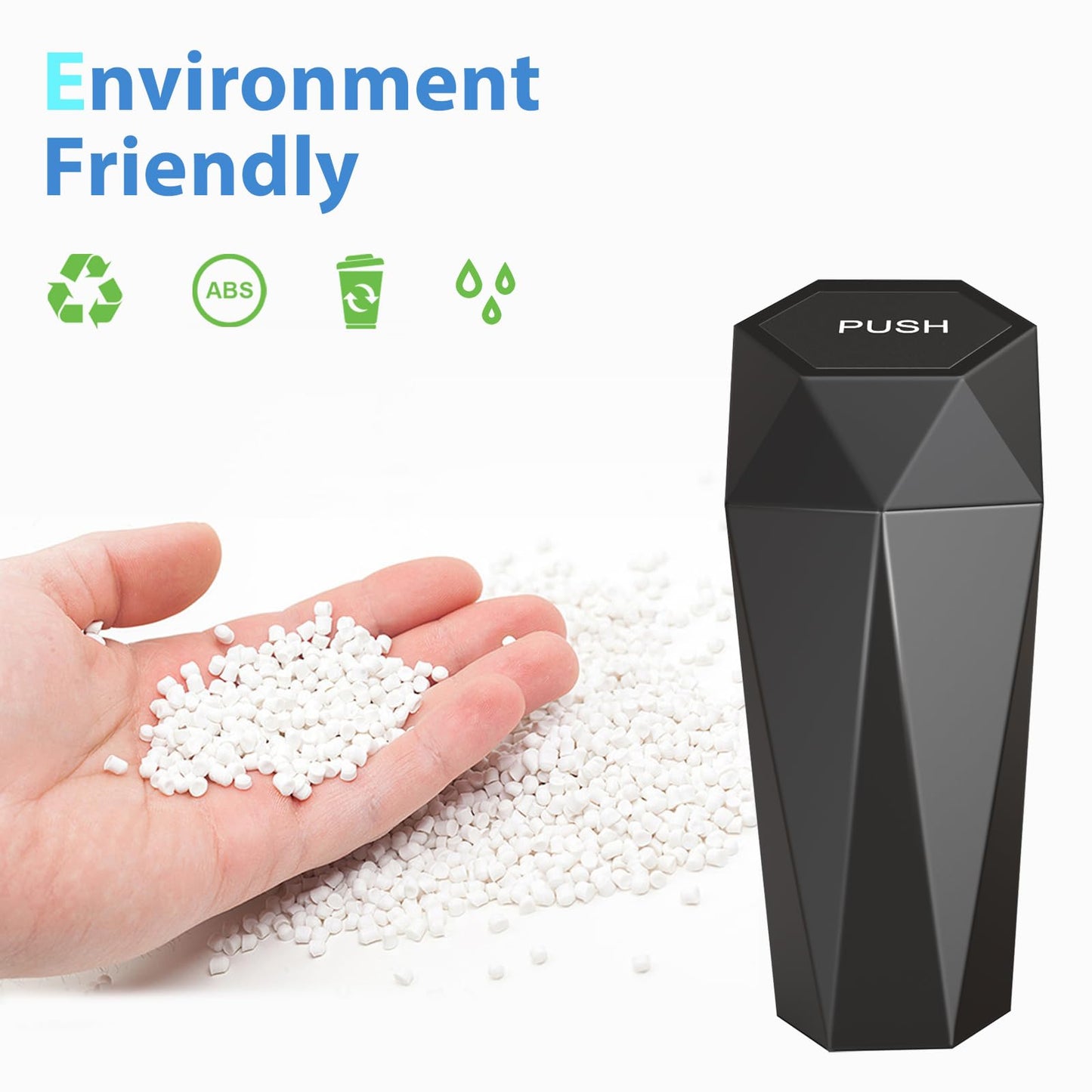 SINSEN Car Trash Can, Mini Garbage Bin with Lid, Car Door Trash Cans, Cup Holder Organizer Diamond Dustbin, 2PCS