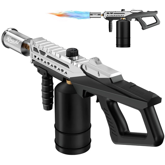 KOACKL Powerful Propane Torch Gun, Kitchen Torch with Adjustable Flame, Flamethrower Blow Torch Gun, Gas Welding Kits for BBQ, Searing Steak, Camping & Charcoal Torch Lighter(Tank Not Included)