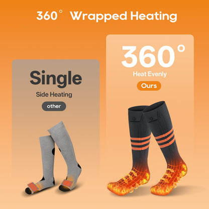 Heated Socks for Men Women, Upgraded Rechargeable Electric Heated Socks Up to 10 Hours, Washable Winter Foot Warmer Socks for Outdoor Camping Skiing Hunting Hiking