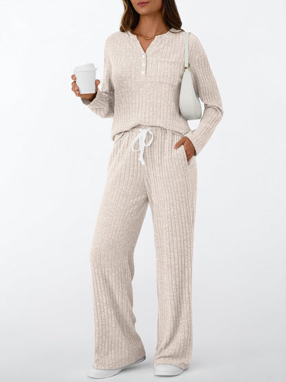 LILLUSORY Womens 2 Piece Lounge Sets Matching Airport Travel Outfits 2026 Spring Clothing Fall Pajamas Sweat Suits Pockets Apricot M