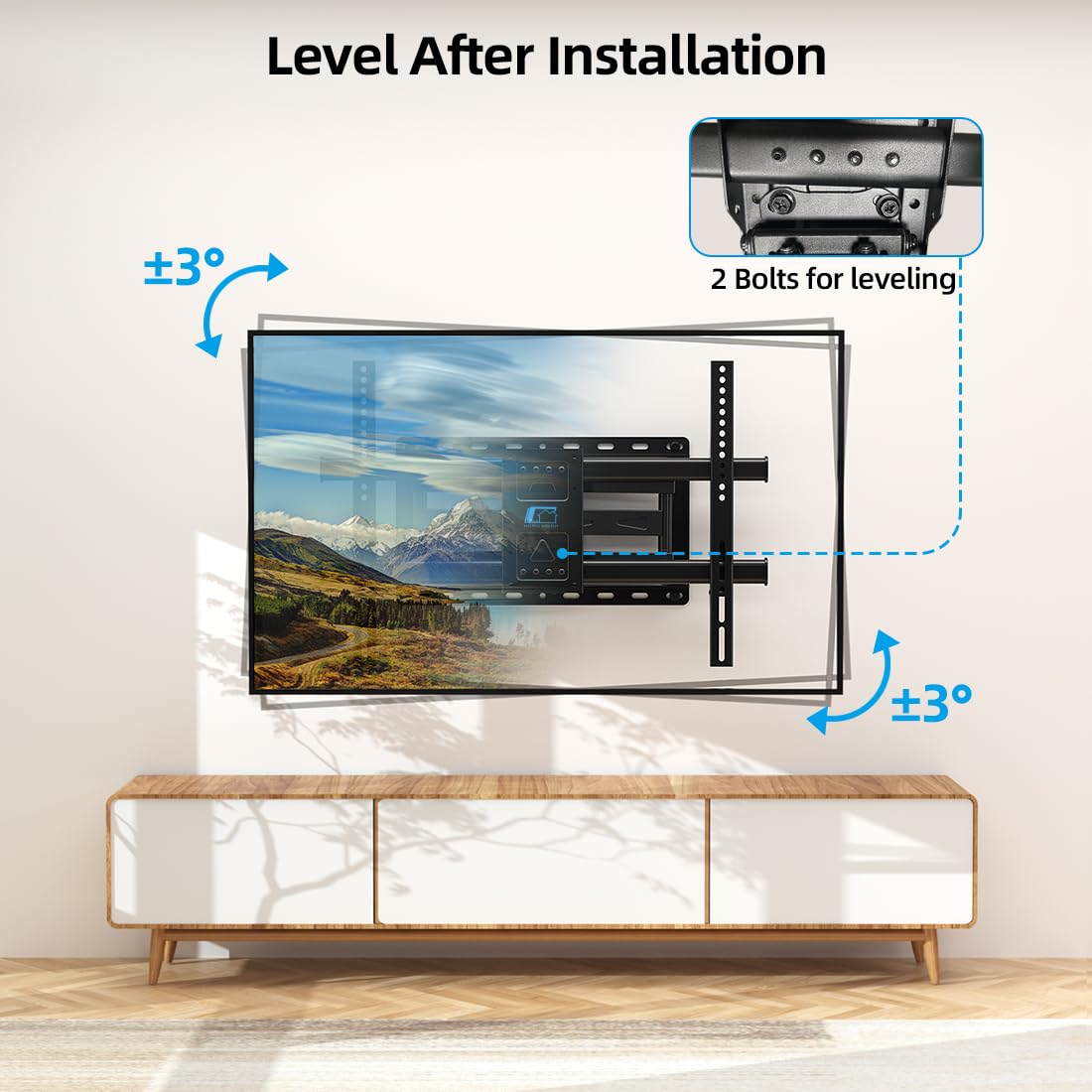 HOME VISION Full Motion TV Wall Mount Bracket for 32-85 Inch Flat/Curved TVs, Dual Articulating Arms with Swivel Tilt Level, 132Lbs Capacity, Fits 16 Inch Studs, Max VESA 600x400mm