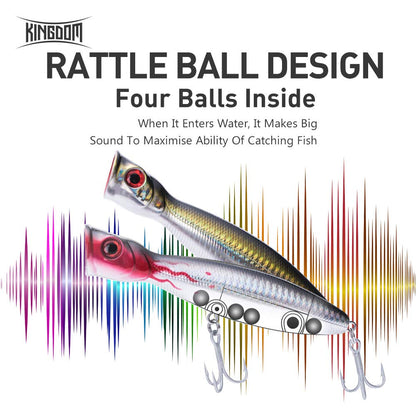 Kingdom Floating Lure Hard Baits Topwater Popper Swimbait Bass Crankbaits for Freshwater and Saltwater(Total 5 Set/180g, Every Set: 5.11in,1.26oz,130mm)