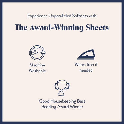 Brooklinen Luxury Sateen 4 Piece Sheet Set - 100% Cotton Bed Sheets, Soft & Durable Twin Sheets Set in Abyss Blue, Oeko-TEX Certified Bedding Set, 1 Fitted Sheet, 1 Flat Sheet, 2 Pillowcases